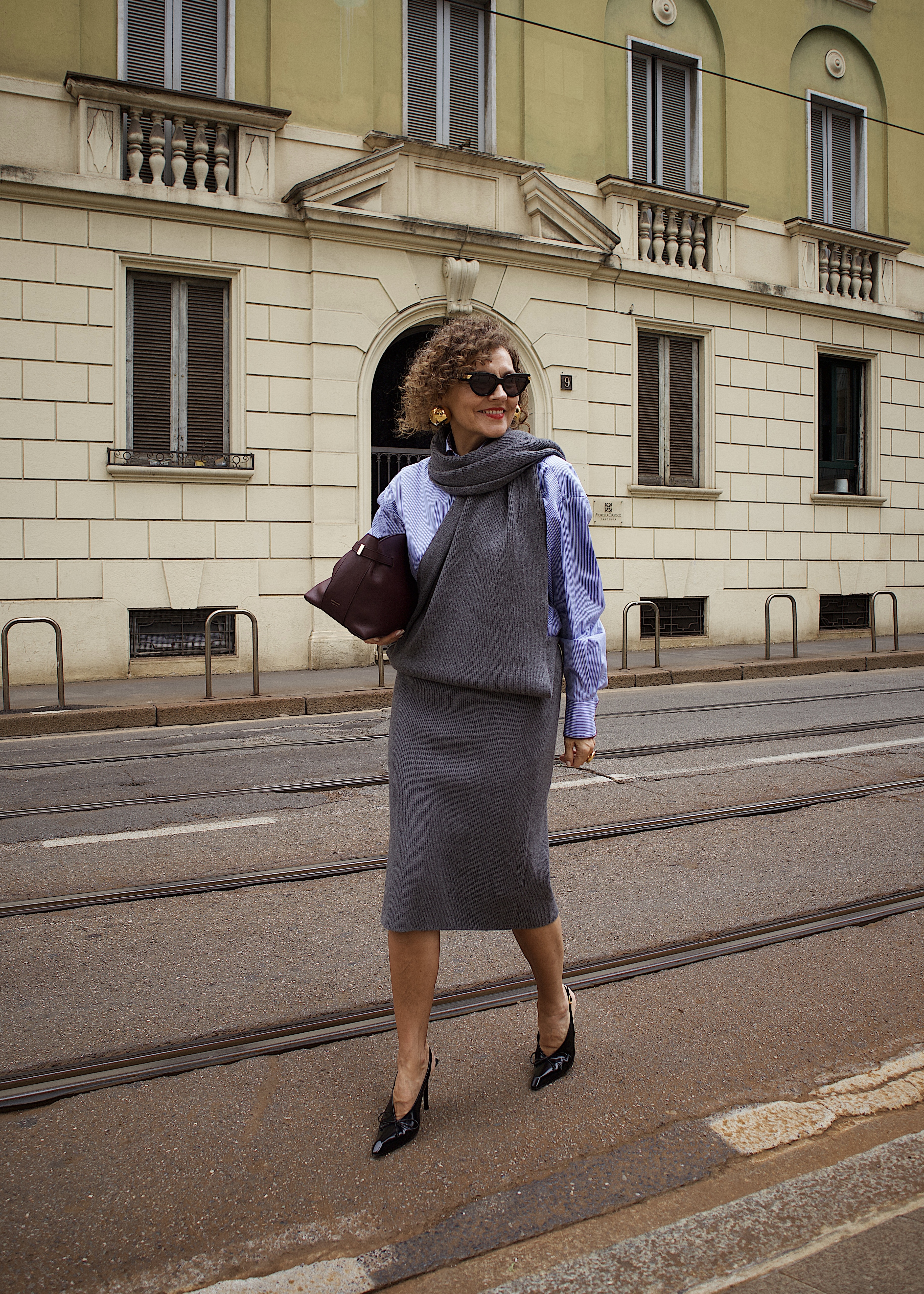 Renia Jazdzyk wearing a scarf dress