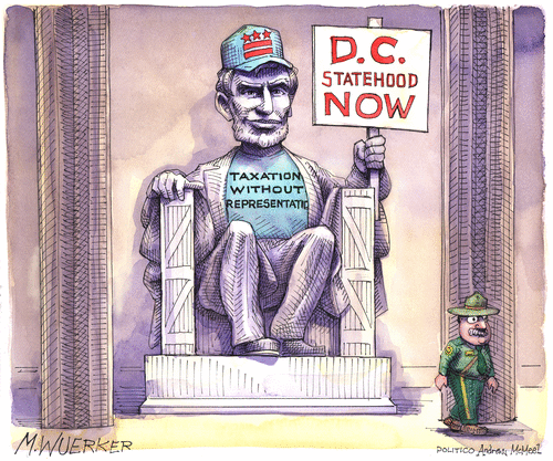 Political Cartoon U.S. lincoln memorial dc statehood