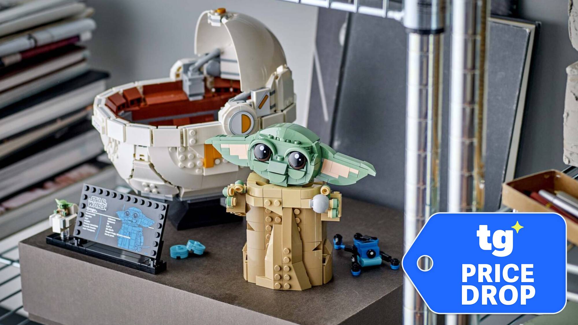 Lego Star Wars Grogu Hover Pram building set on shelf