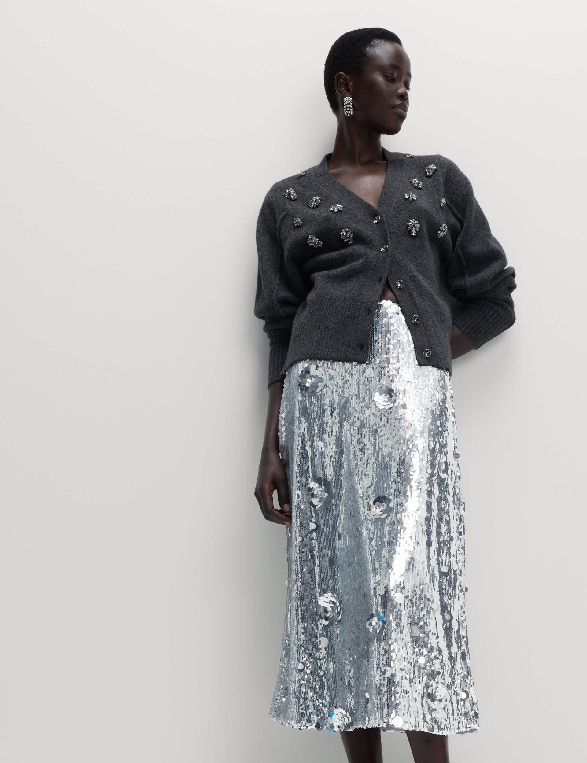 Sequin Midaxi A-Line Skirt