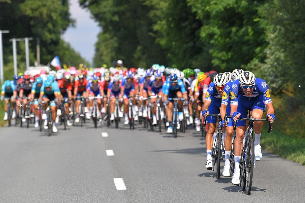 Tim Declercq (Quick-Step Floors) drives the peloton during stage 4 at the Tour de France