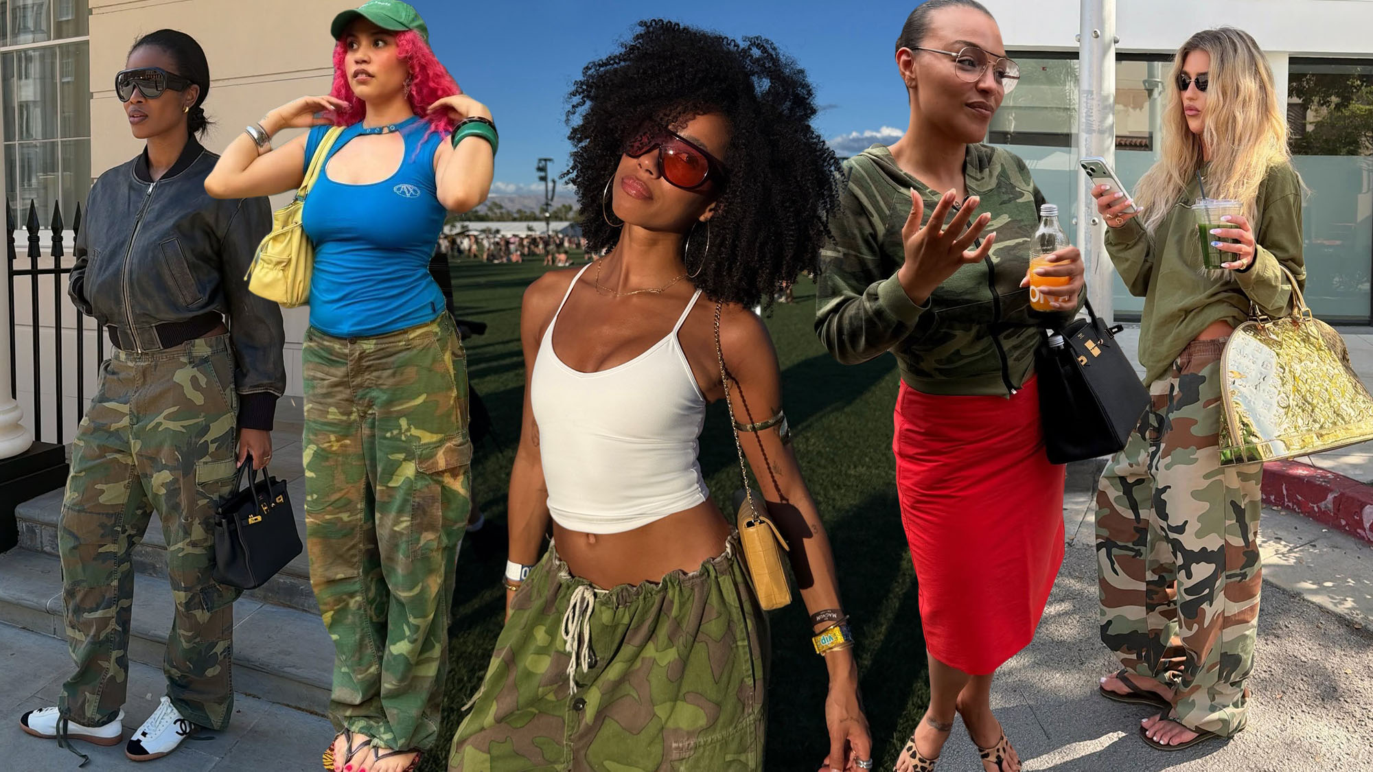 Women wearing camo print clothing.