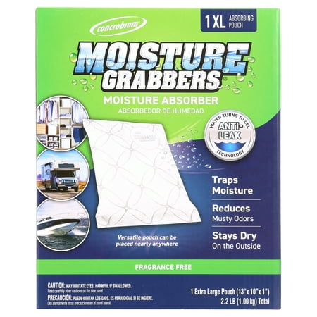 (2 Pack) Concrobium Moisture Grabbers Moisture Absorbing Pouch, Fragrance Free, 1 Xl Pouch