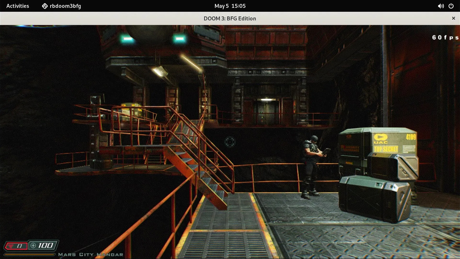 Doom 3: BFG running on Intel Arc A750, Ampere Altra ARM CPU, and Linux OS