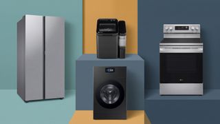A selection of home appliances from LG, GE, Samsung, and KitchenAid.