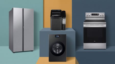 A selection of home appliances from LG, GE, Samsung, and KitchenAid.