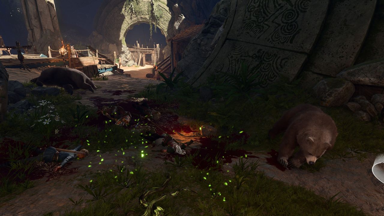 A peaceful druidic grove in Baldur's Gate 3, covered in the corpses of the druids that once guarded it.