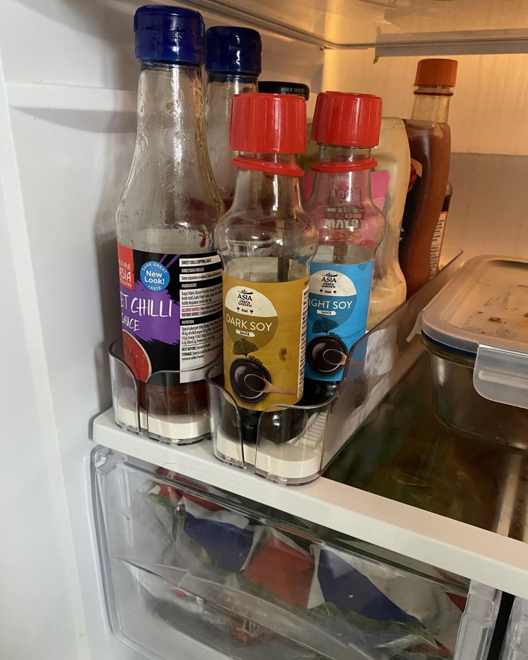 Katie testing IKEA fridge organisers