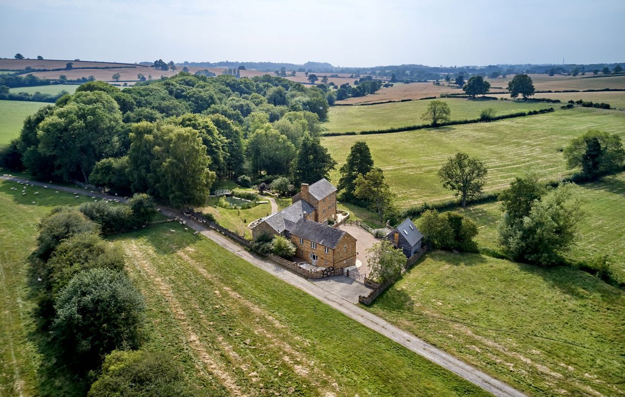 Overhead view of the converted mill and the surrounding landscape