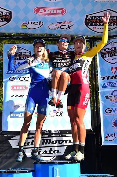 Elite Women&rsquo;s Podium (L to R) Maghalie Rochette (Luna Pro Team) 2nd, Caroline Mani (Raleigh Clement) 1st, Meredith Miller (Noosa Pro Team) 3rd
