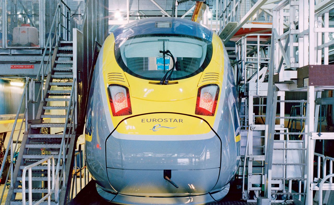 A new train at the Eurostar Temple Mills depot in London