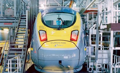 A new train at the Eurostar Temple Mills depot in London