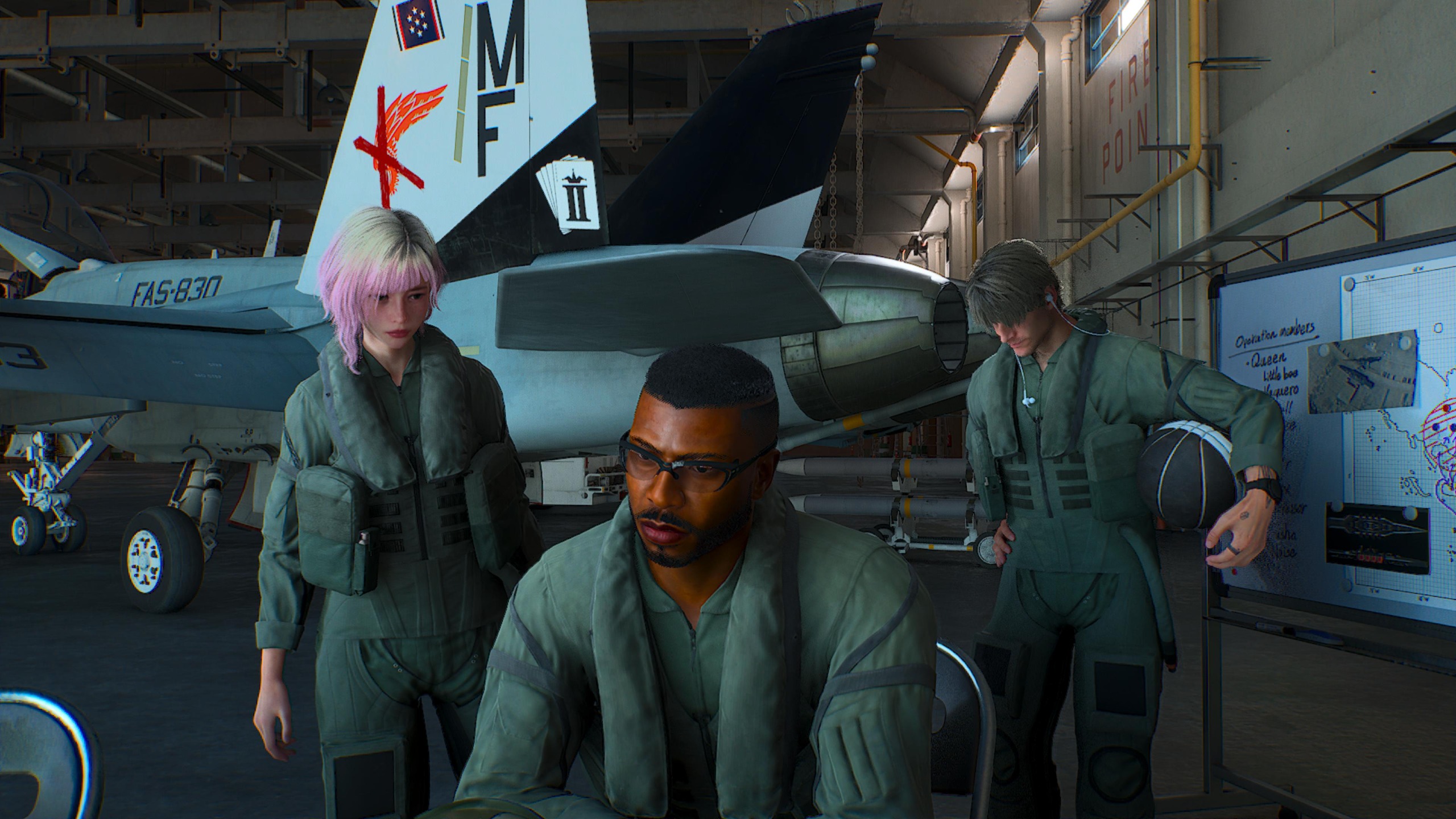 Screens from a video game featuring jet fighter planes