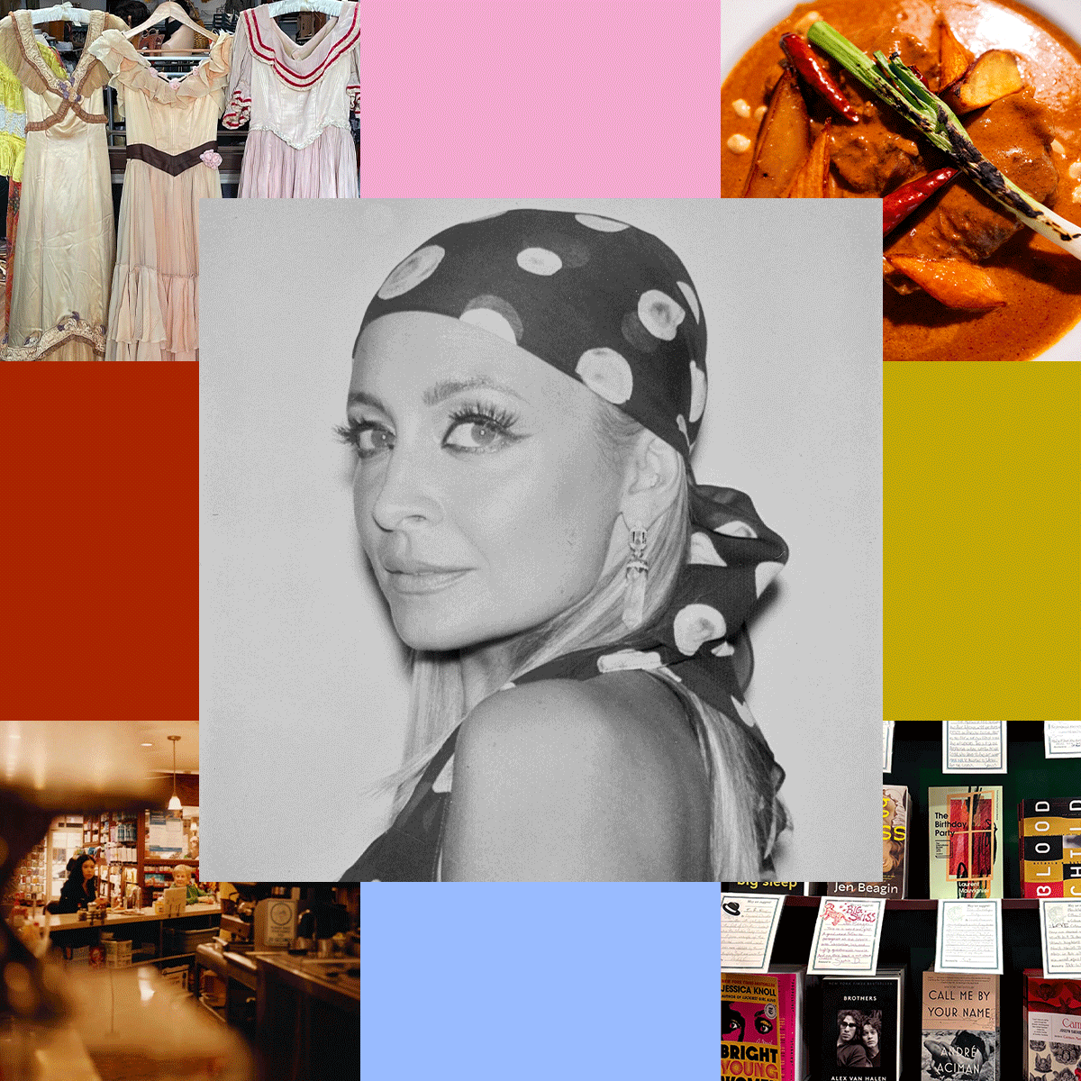 a collage of photos featuring Nicole Richie and Rodarte designers' Kate and Laura Mulleavy's guide to L.A.