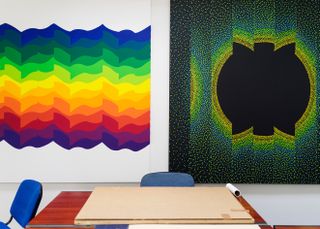 Artworks from Julio Le Parc’s Surface-couleur and Alchimie series. 