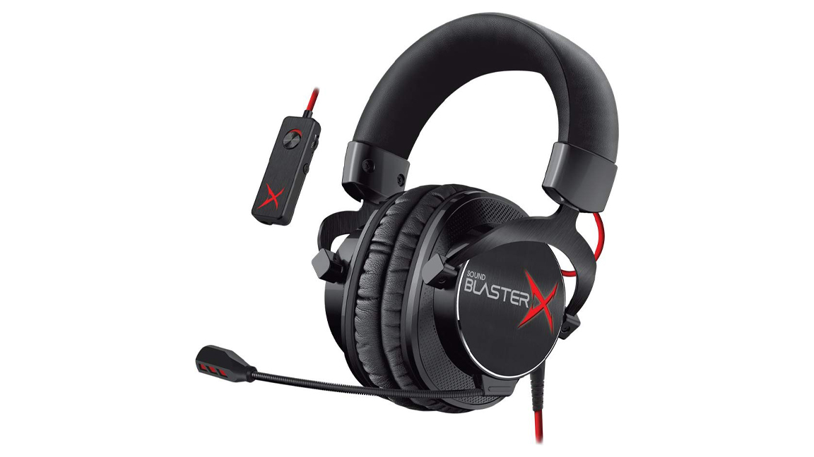 Creative Sound BlasterX H7 Tournament Edition at an angle on a white background