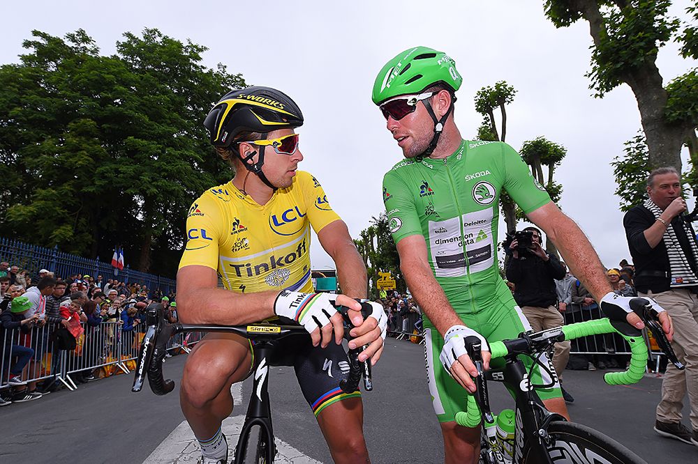 Race leader Peter Sagan (Tinkoff) and points leader Mark Cavendish (Dimension Data)