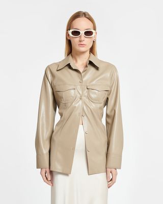 Karline - Okobor™ Alt-Leather Shirt - Ashy Taupe