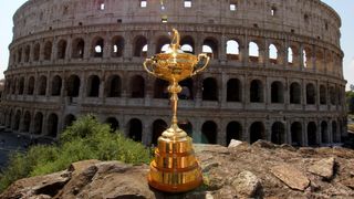 Ryder Cup sat in front of the Colosseum