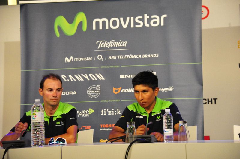 Alejando Valverde and Nairo Quintana at the Movistar press conference