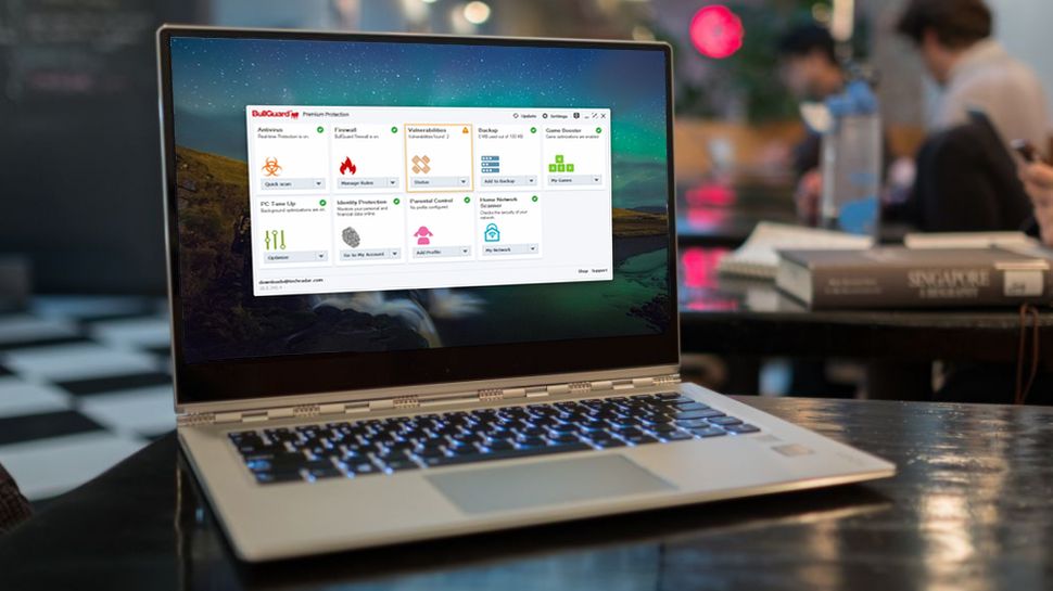 Antivirus software on a laptop