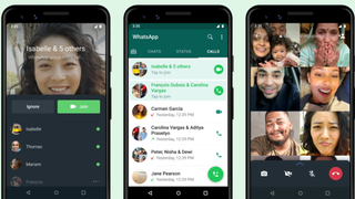Images showing a Group Video call on WhatsApp