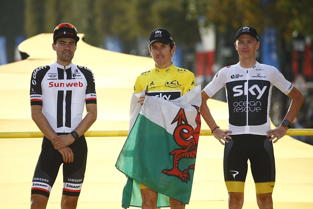 Tom Dumoulin (Sunwe) second overall at the Tour de France behind Geraint Thomas (Team Sky)