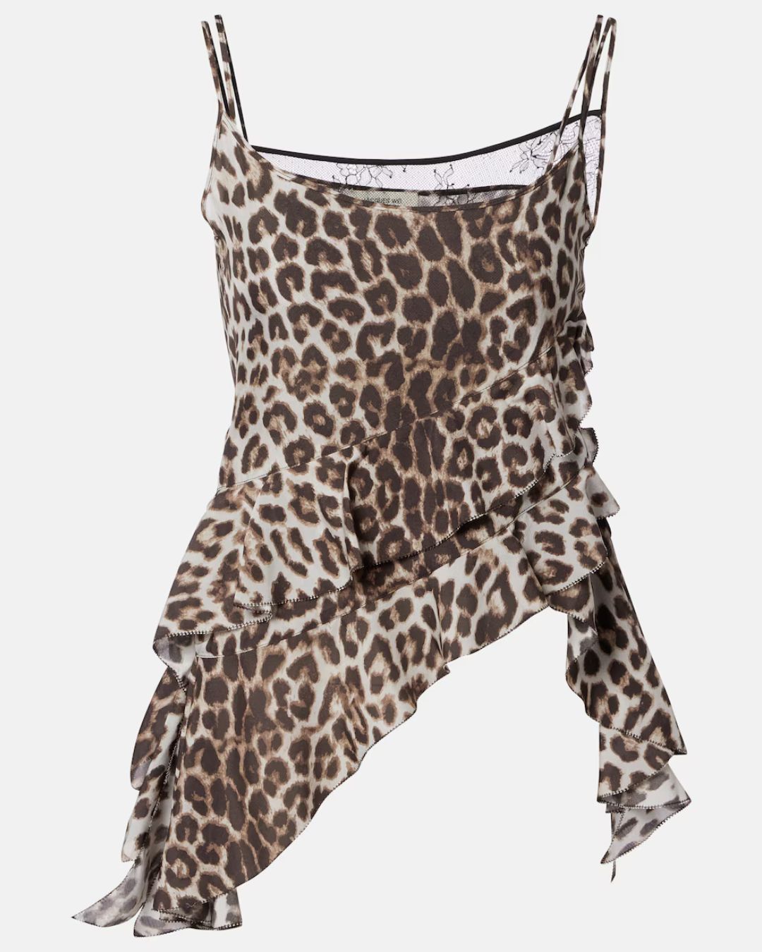 Leopard-Print Ruffled Silk Camisole