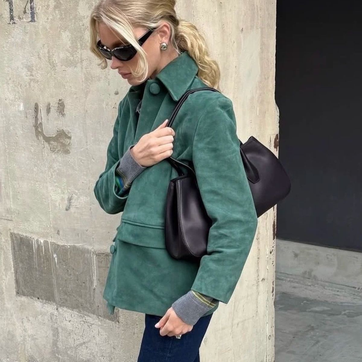 Elsa Hosk wearing The Row alger tote