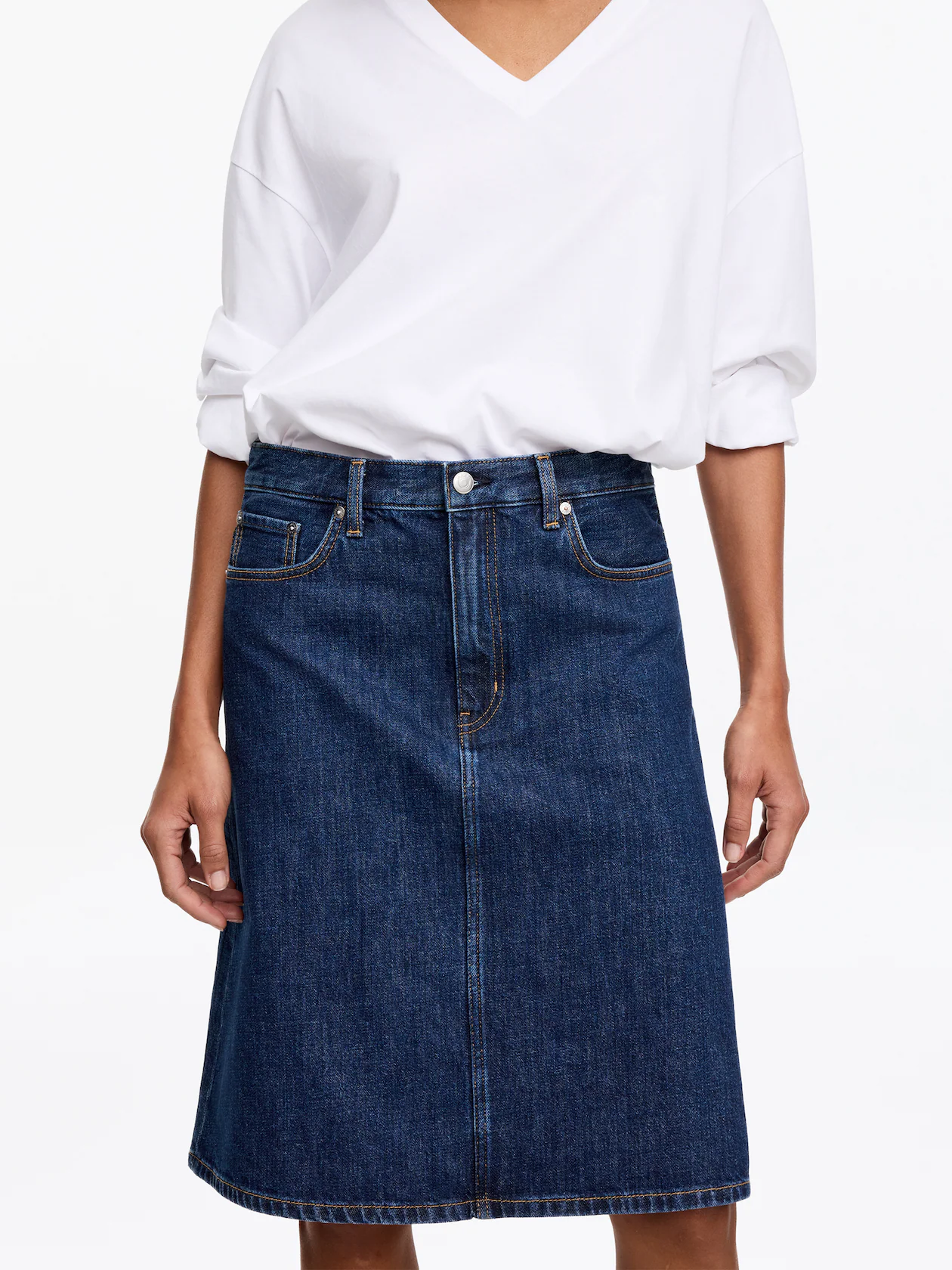 ARKET, A-Line Denim Midi Skirt