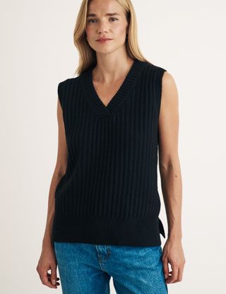 Black V-Neck Knitted Vest