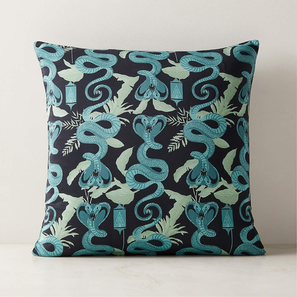blue patterned pillow cover