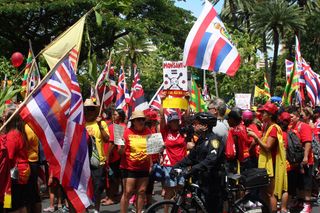 protesters at an anti-pesticide demonstration