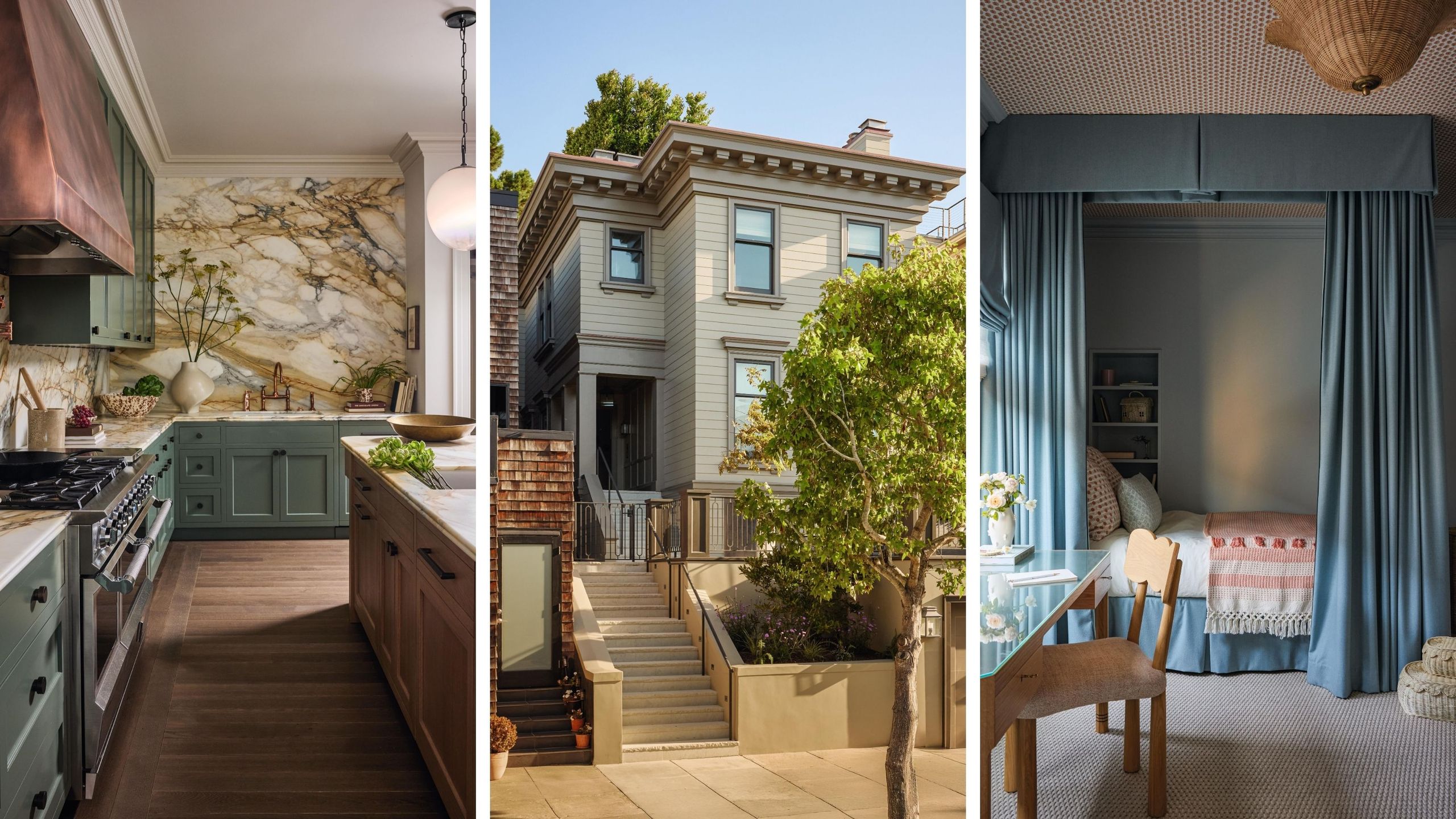 'What If We Add Another Color?' – This San Francisco Home Captures the City's Famous Fog in a Palette of Marble, Murals, and Misty Blues