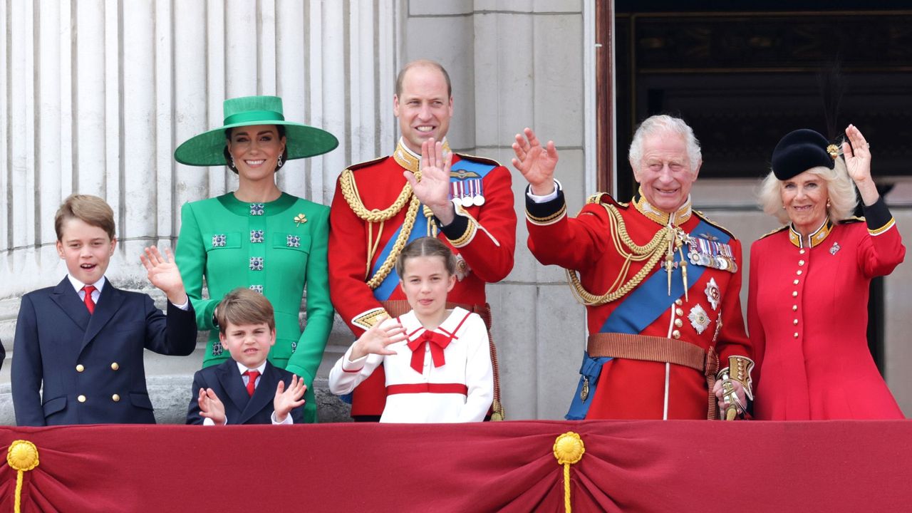 The royal family waves from the balcony at Trooping the Colour