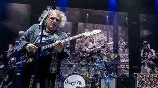 Robert Smith and Simon Gallup of The Cure perform at Madison Square Garden on June 20, 2023 in New York, New York.