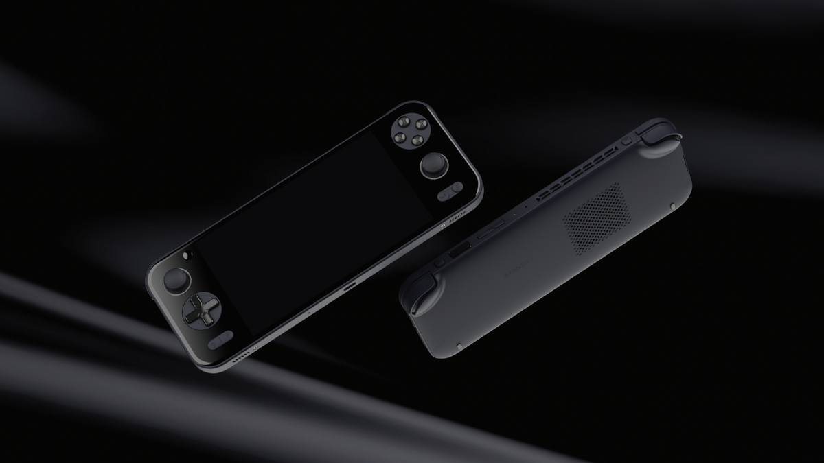 Ayaneo Pocket S in black render front and back