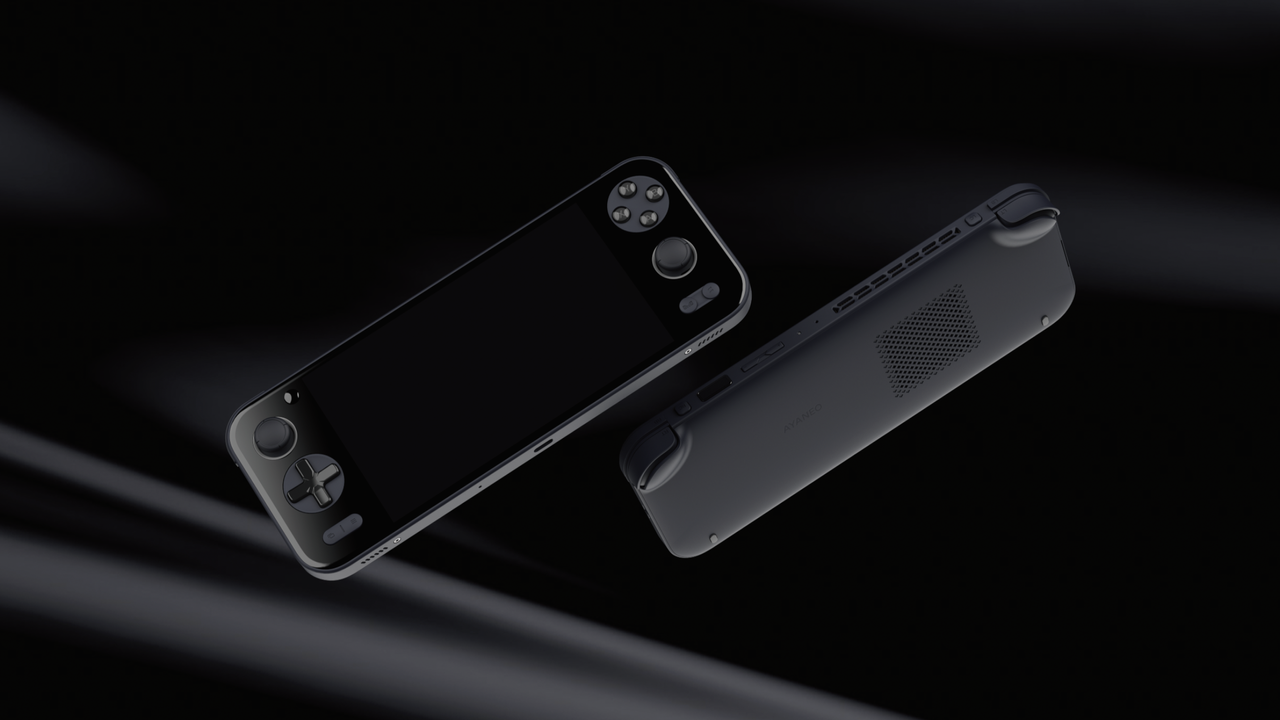 Ayaneo Pocket S in black render front and back