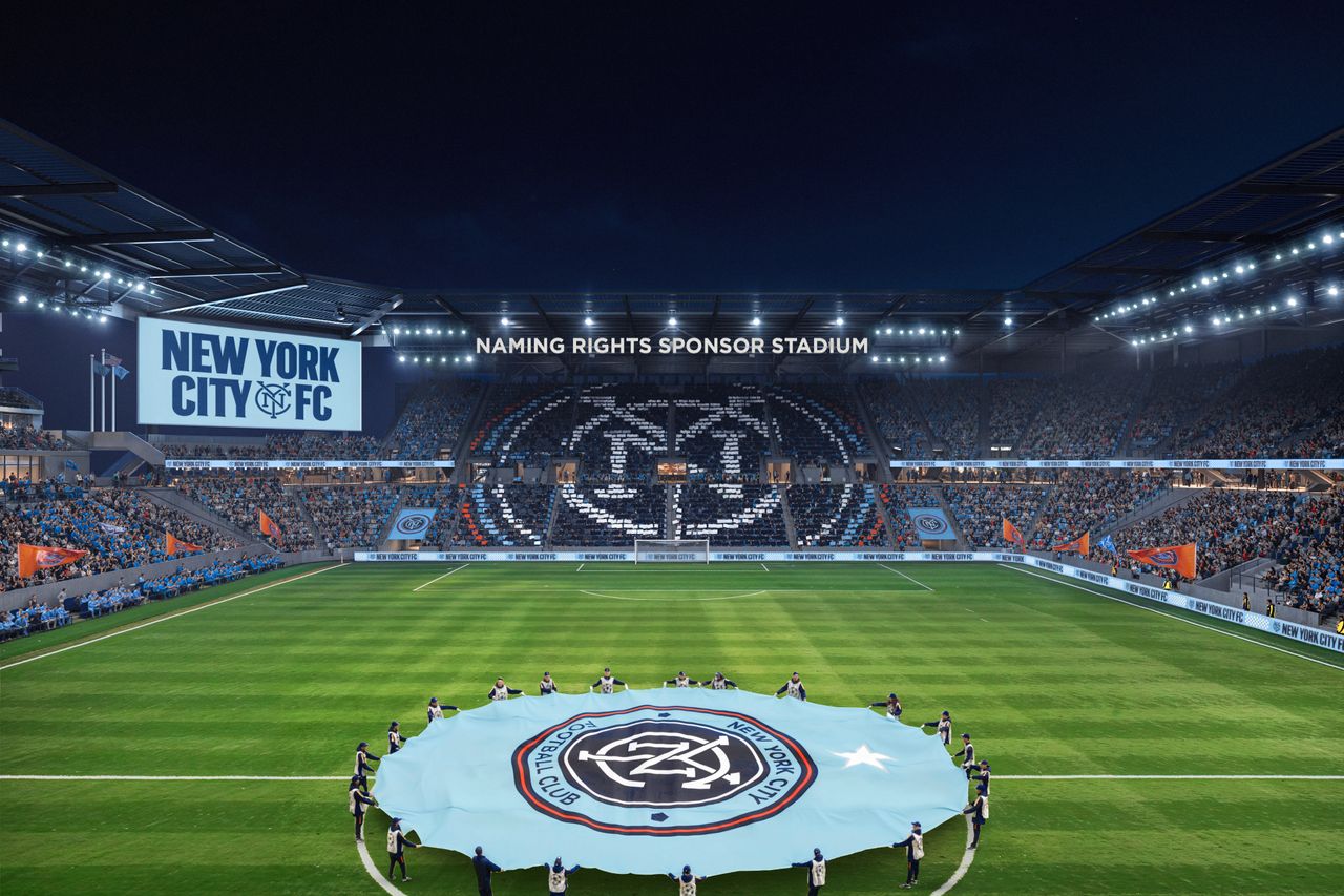 A CGI image of the NYCFC North Stand
