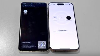 Oppo Find X8 Pro sending files to an iPhone 16 Pro Max