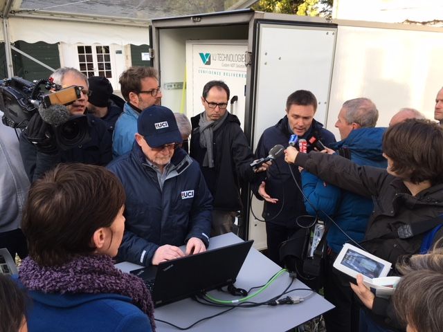 UCI techs show media the new motor-detecting technology