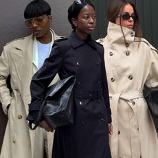 spring trench coats are shown in a collage of trench coat outfits ideas 