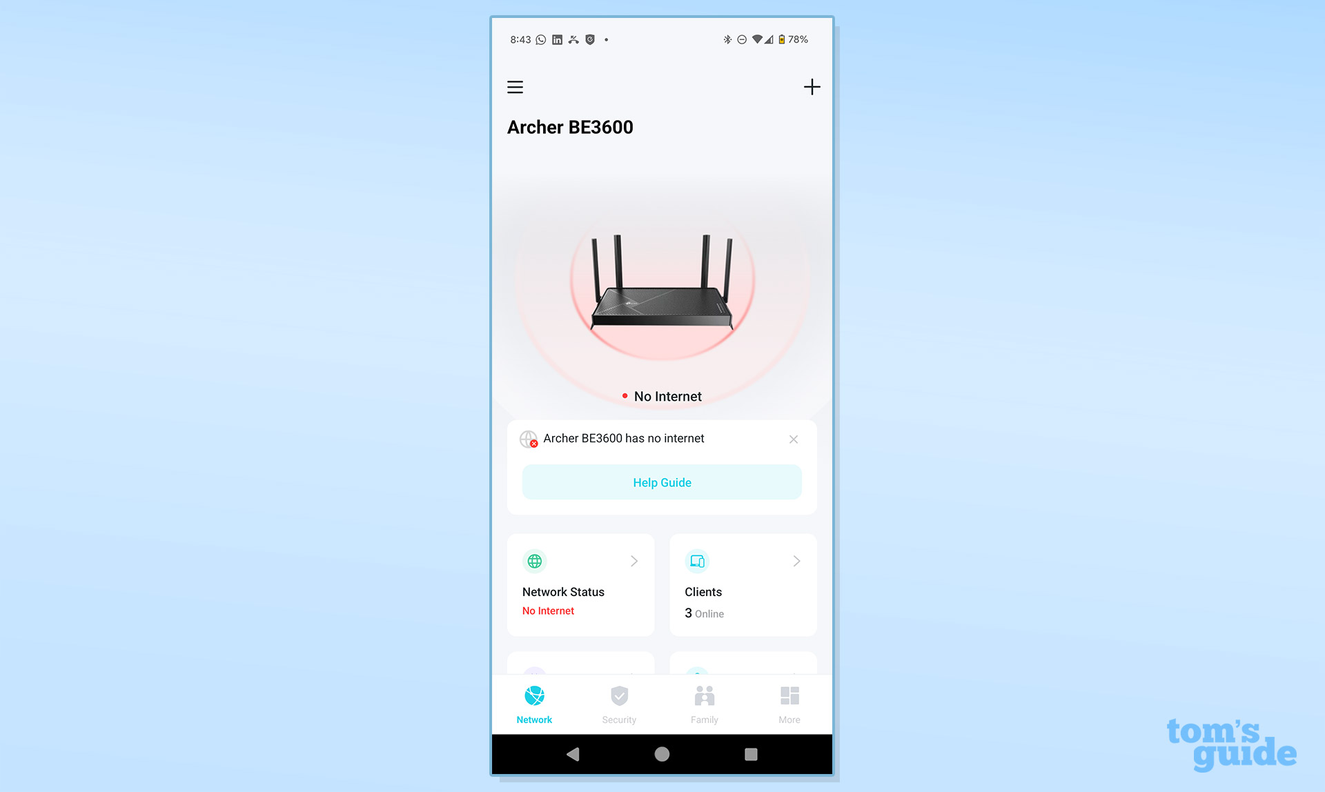 TP-Link Archer BE3600 app screenshot