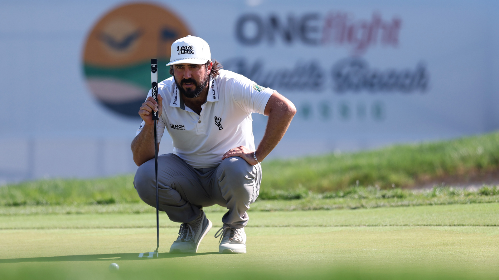 Mark Hubbard lines up a putt at the Myrtle Beach Classic