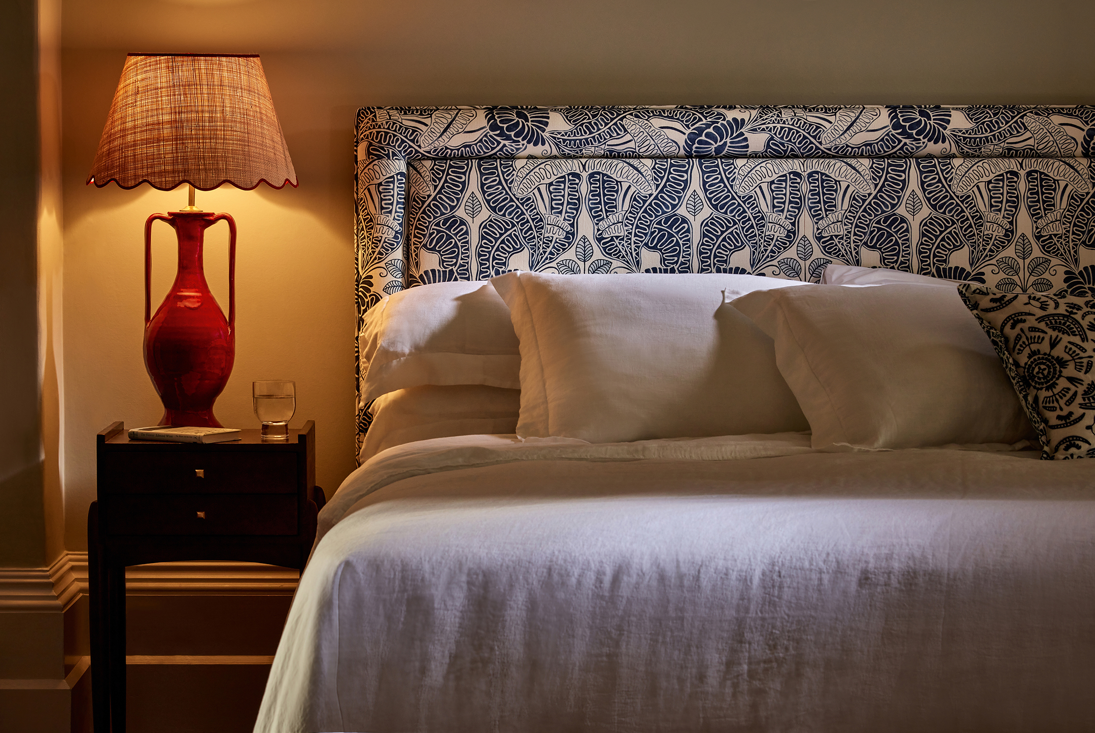 Natural materials: a bed by Hypnos is the focus for this pared-back, hotel-style scheme at Kibworth Hall.