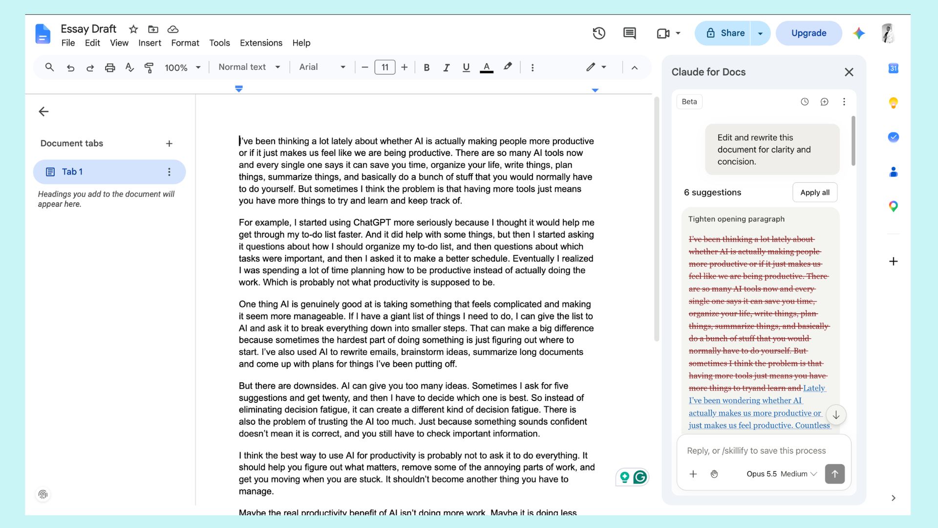 claude google docs