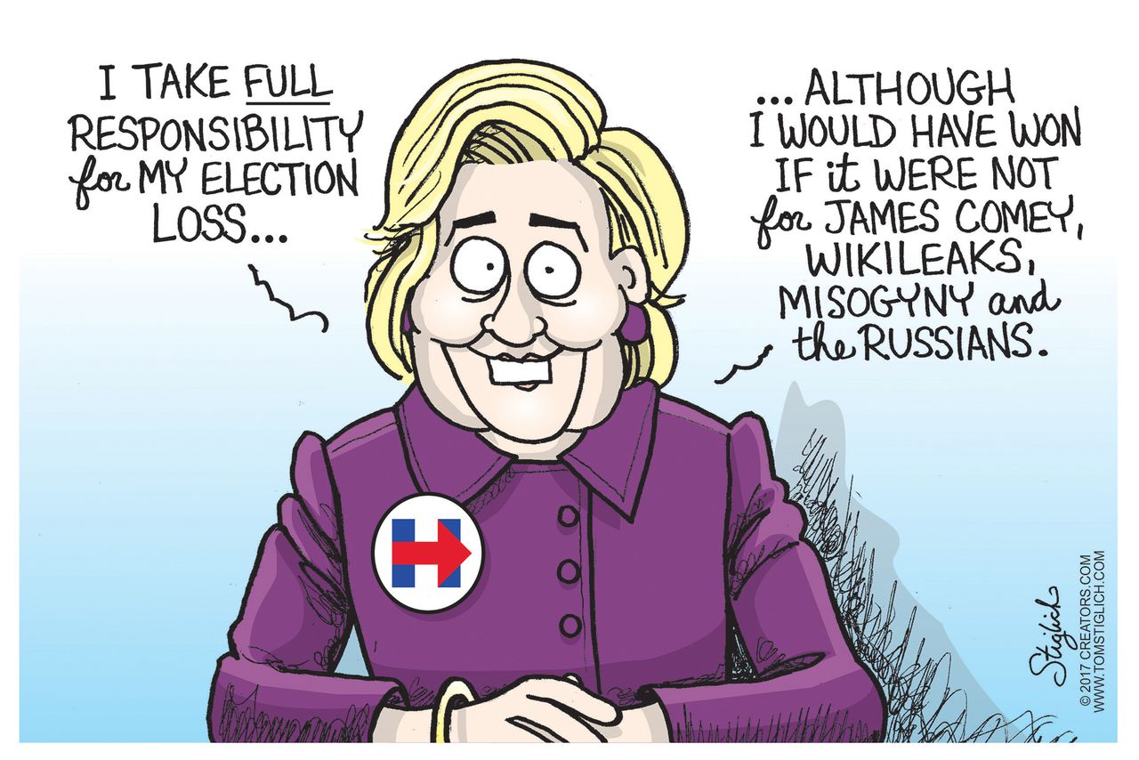 Political Cartoon U.S. Hillary Clinton 2016 Election Comey FBI Russia Leaks Trump