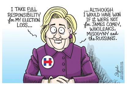 Political Cartoon U.S. Hillary Clinton 2016 Election Comey FBI Russia Leaks Trump