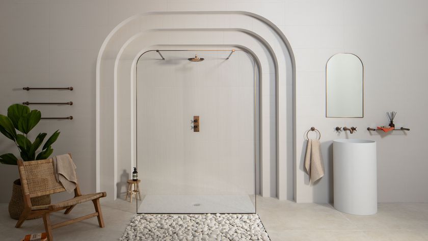 large bathroom with wet room style shower 