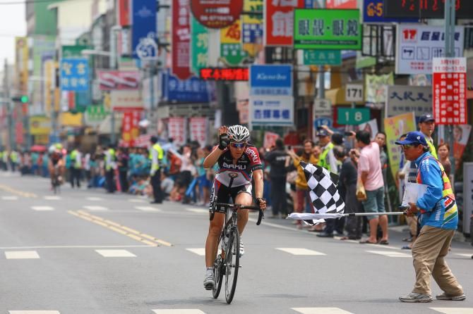 Christoph Schweizer (Synergy Baku Cycling Project) takes the only intermediate sprint of the day.